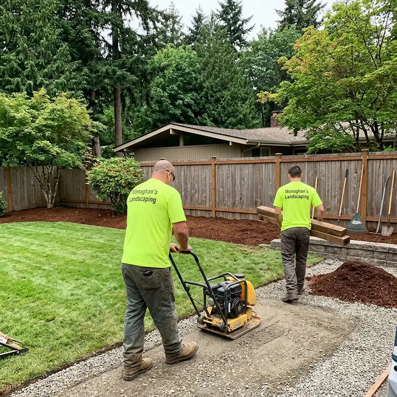 Landscaping project in progress by a landscaper Beaverton, Oregon