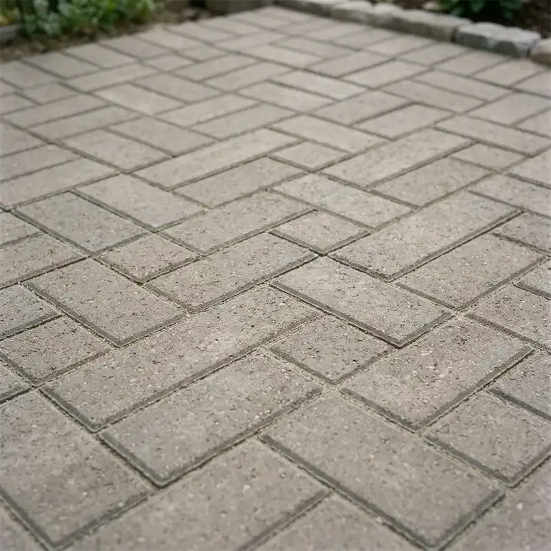Concrete pavers installed in herringbone pattern Portland Oregon