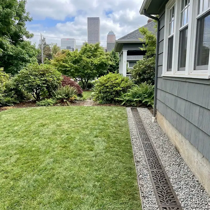 Completed French drain installation Portland Oregon residential property