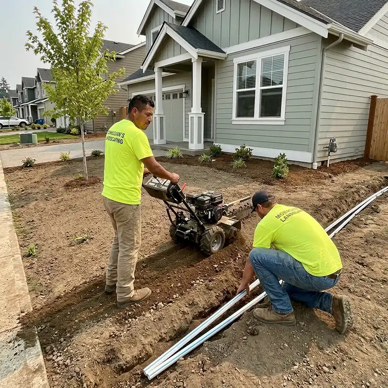 Landscaping project in progress by a landscaper Hillsboro, Oregon