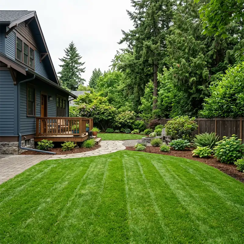 Lawn grading repair in a Portland backyard to improve drainage and create a more usable yard