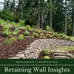 Retaining wall holding a sloped yard at an Oregon home
