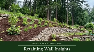 Retaining wall holding a sloped yard at an Oregon home