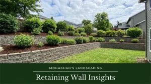 Stone retaining wall in a residential backyard in Portland