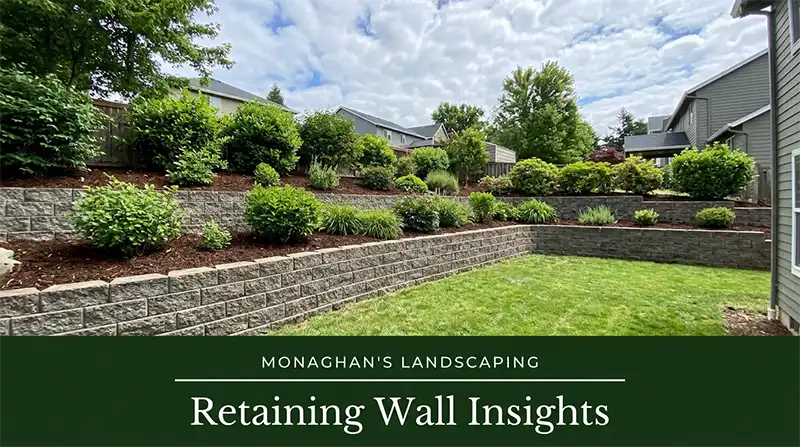 Stone retaining wall in a residential backyard in Portland