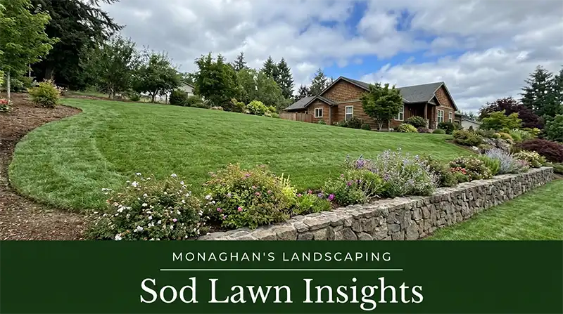 Sod lawn installed on a slope at a Damascus Oregon property