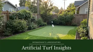 Synthetic grass in a shaded backyard at a Damascus Oregon home